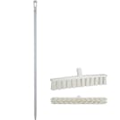15.7" White Polypropylene Vikan® UST Push Broom with Soft Bristles & 59" White Ultra Hygienic Handle