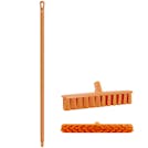 15.7" Orange Polypropylene Vikan® UST Push Broom with Soft Bristles & 59" Orange Ultra Hygienic Handle