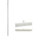 15.7" White Polypropylene Vikan® UST Push Broom with Soft Bristles & 67" White Ultra Hygienic Handle