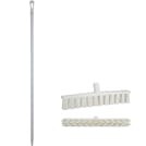 15.7" White Polypropylene Vikan® UST Push Broom with Soft Bristles & 67" White Ultra Hygienic Handle