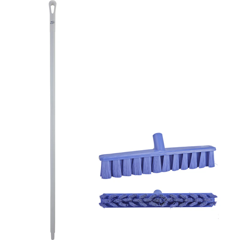 15.7" Purple Polypropylene Vikan® UST Push Broom with Soft Bristles & 66.9" White Ultra Hygienic Handle