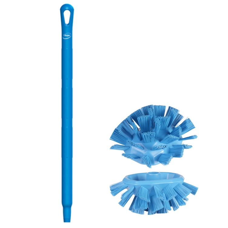 Blue Polypropylene Vikan® UST Tank Brush with Stiff Bristles & 25.6" Blue Ultra Hygienic Handle