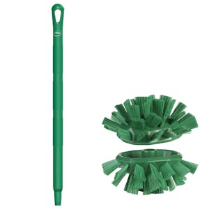 Green Polypropylene Vikan® UST Tank Brush with Stiff Bristles & 25.6" Green Ultra Hygienic Handle