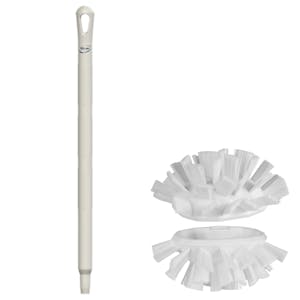 White Polypropylene Vikan® UST Tank Brush with Stiff Bristles & 25.6" White Ultra Hygienic Handle