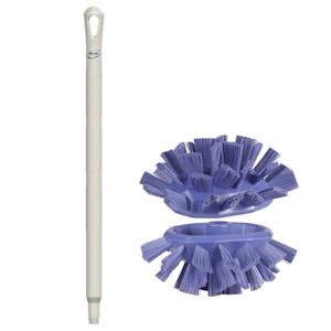 Purple Polypropylene Vikan® UST Tank Brush with Stiff Bristles & 25.6" White Ultra Hygienic Handle