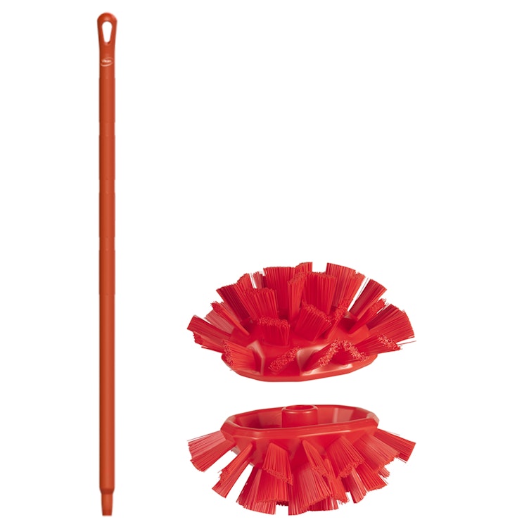 Red Polypropylene Vikan® UST Tank Brush with Stiff Bristles & 39.4" Red Ultra Hygienic Handle