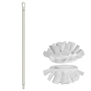 White Polypropylene Vikan® UST Tank Brush with Stiff Bristles & 39.4" White Ultra Hygienic Handle