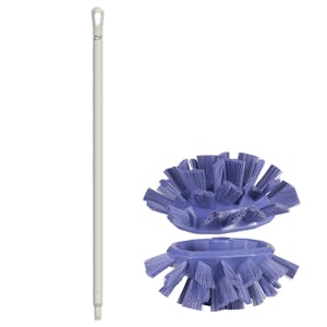 Purple Polypropylene Vikan® UST Tank Brush with Stiff Bristles & 39.4" White Ultra Hygienic Handle
