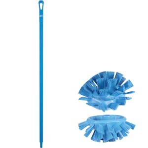 Blue Polypropylene Vikan® UST Tank Brush with Stiff Bristles & 51.2" Blue Ultra Hygienic Handle