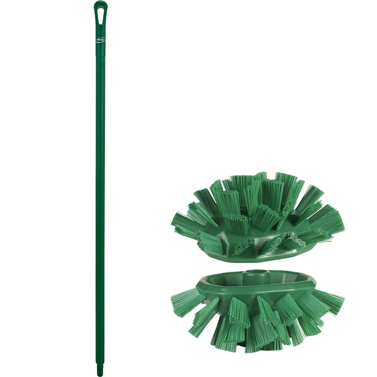 Green Polypropylene Vikan® UST Tank Brush with Stiff Bristles & 51.2" Green Ultra Hygienic Handle