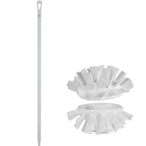White Polypropylene Vikan® UST Tank Brush with Stiff Bristles & 51.2" White Ultra Hygienic Handle