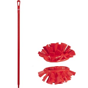 Red Polypropylene Vikan® UST Tank Brush with Stiff Bristles & 59.1" Red Ultra Hygienic Handle