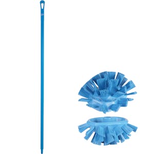 Blue Polypropylene Vikan® UST Tank Brush with Stiff Bristles & 59.1" Blue Ultra Hygienic Handle