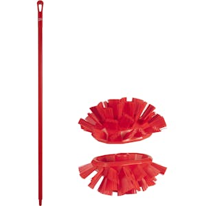 Red Polypropylene Vikan® UST Tank Brush with Stiff Bristles & 66.9" Red Ultra Hygienic Handle