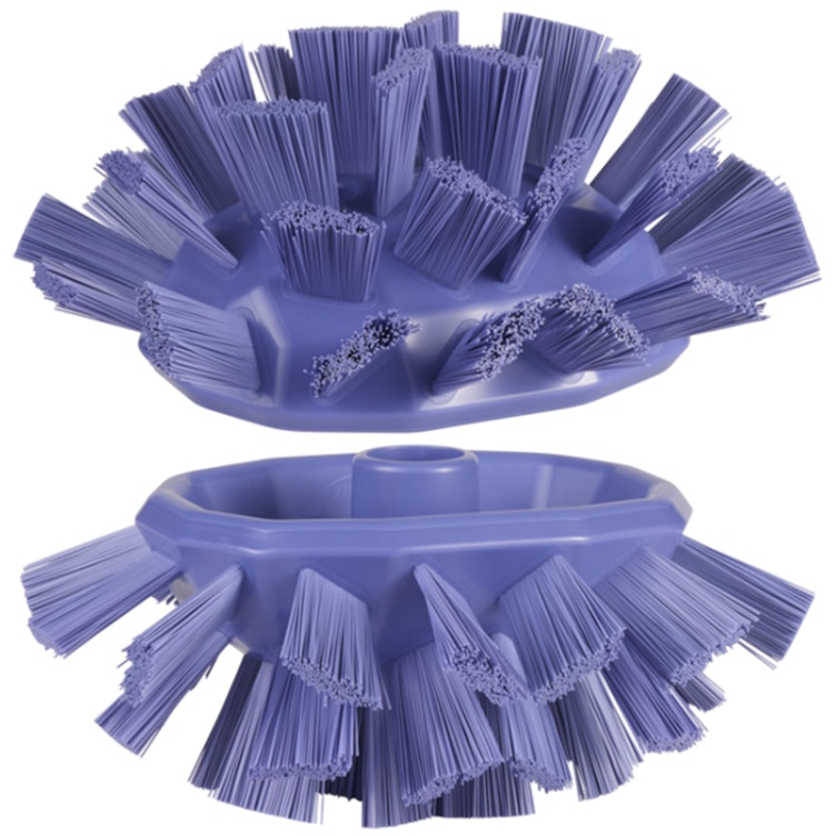 Purple Polypropylene Vikan® UST Tank Brush with Stiff Bristles & 66.9" White Ultra Hygienic Handle