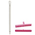15.7" Pink Polypropylene Vikan® UST Deck Scrub Brush with Stiff Bristles & 25.6" White Ultra Hygienic Handle