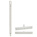 15.7" White Polypropylene Vikan® UST Deck Scrub Brush with Stiff Bristles & 25.6" White Ultra Hygienic Handle