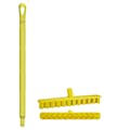 15.7" Yellow Polypropylene Vikan® UST Deck Scrub Brush with Stiff Bristles & 25.6" Yellow Ultra Hygienic Handle