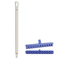 15.7" Purple Polypropylene Vikan® UST Deck Scrub Brush with Stiff Bristles & 25.6" White Ultra Hygienic Handle