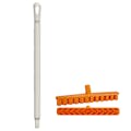 15.7" Orange Polypropylene Vikan® UST Deck Scrub Brush with Stiff Bristles & 25.6" White Ultra Hygienic Handle