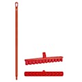 15.7" Red Polypropylene Vikan® UST Deck Scrub Brush with Stiff Bristles & 39.4" Red Ultra Hygienic Handle