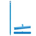15.7" Blue Polypropylene Vikan® UST Deck Scrub Brush with Stiff Bristles & 39.4" Blue Ultra Hygienic Handle
