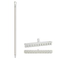 15.7" White Polypropylene Vikan® UST Deck Scrub Brush with Stiff Bristles & 39.4" White Ultra Hygienic Handle