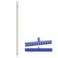 15.7" Purple Polypropylene Vikan® UST Deck Scrub Brush with Stiff Bristles & 39.4" White Ultra Hygienic Handle