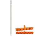 15.7" Orange Polypropylene Vikan® UST Deck Scrub Brush with Stiff Bristles & 39.4" White Ultra Hygienic Handle