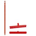 15.7" Red Polypropylene Vikan® UST Deck Scrub Brush with Stiff Bristles & 51.2" Red Ultra Hygienic Handle
