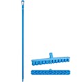 15.7" Blue Polypropylene Vikan® UST Deck Scrub Brush with Stiff Bristles & 51.2" Blue Ultra Hygienic Handle