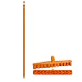 15.7" Orange Polypropylene Vikan® UST Deck Scrub Brush with Stiff Bristles & 51.2" Orange Ultra Hygienic Handle