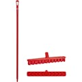 15.7" Red Polypropylene Vikan® UST Deck Scrub Brush with Stiff Bristles & 59.1" Red Ultra Hygienic Handle