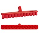 15.7" Red Polypropylene Vikan® UST Deck Scrub Brush with Stiff Bristles & 59.1" Red Ultra Hygienic Handle