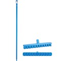 15.7" Blue Polypropylene Vikan® UST Deck Scrub Brush with Stiff Bristles & 59.1" Blue Ultra Hygienic Handle