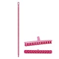15.7" Pink Polypropylene Vikan® UST Deck Scrub Brush with Stiff Bristles & 59.1" Pink Ultra Hygienic Handle