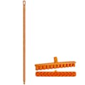 15.7" Orange Polypropylene Vikan® UST Deck Scrub Brush with Stiff Bristles & 59.1" Orange Ultra Hygienic Handle