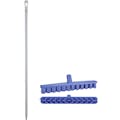 15.7" Purple Polypropylene Vikan® UST Deck Scrub Brush with Stiff Bristles & 66.9" White Ultra Hygienic Handle