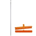 15.7" Orange Polypropylene Vikan® UST Deck Scrub Brush with Stiff Bristles & 66.9" White Ultra Hygienic Handle