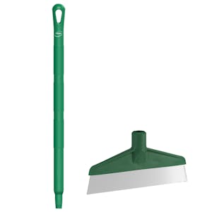Green Polypropylene Vikan® Table & Floor Scraper with Stainless Steel Blade & 25.6" Green Ultra Hygienic Handle