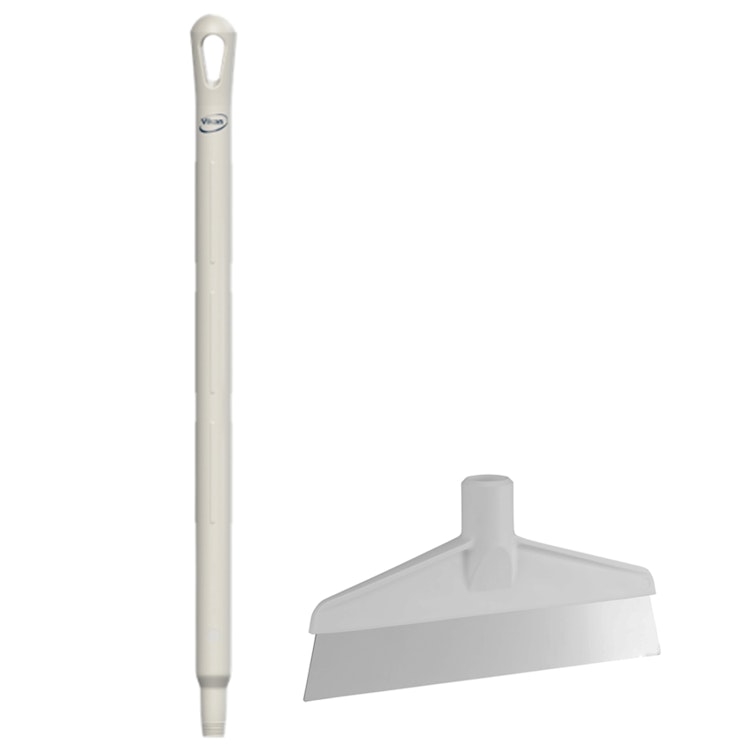 White Polypropylene Vikan® Table & Floor Scraper with Stainless Steel Blade & 25.6" White Ultra Hygienic Handle