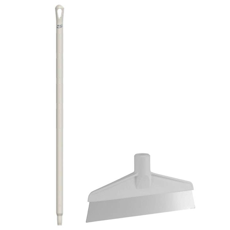 White Polypropylene Vikan® Table & Floor Scraper with Stainless Steel Blade & 39.4" White Ultra Hygienic Handle