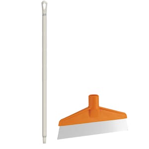 Orange Polypropylene Vikan® Table & Floor Scraper with Stainless Steel Blade & 39.4" White Ultra Hygienic Handle