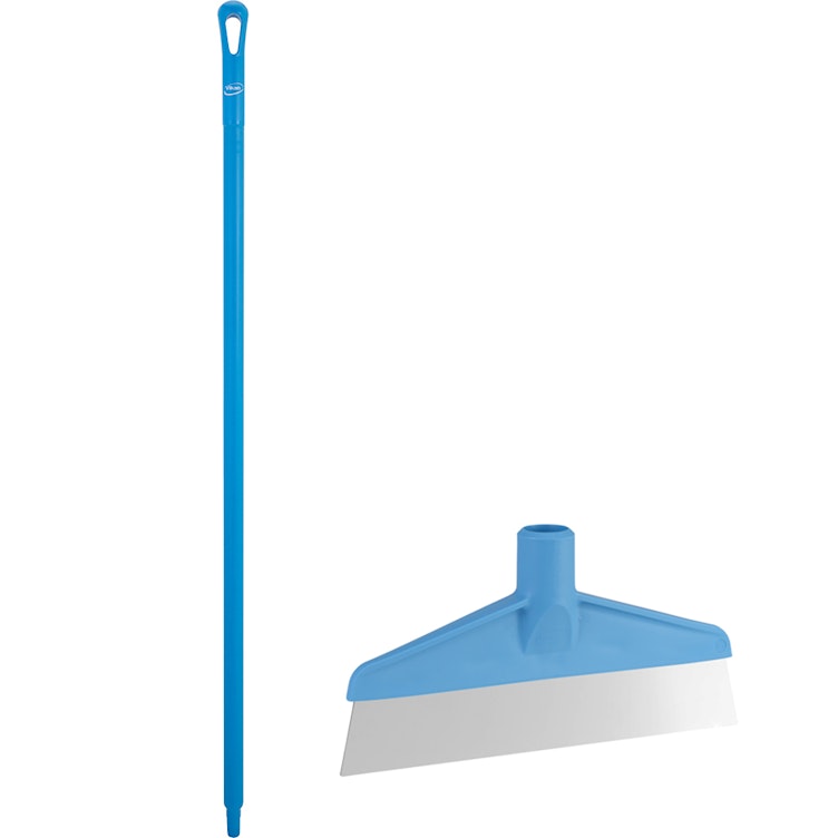 Blue Polypropylene Vikan® Table & Floor Scraper with Stainless Steel Blade & 51.2" Blue Ultra Hygienic Handle