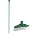 Green Polypropylene Vikan® Table & Floor Scraper with Stainless Steel Blade & 51.2" Green Ultra Hygienic Handle