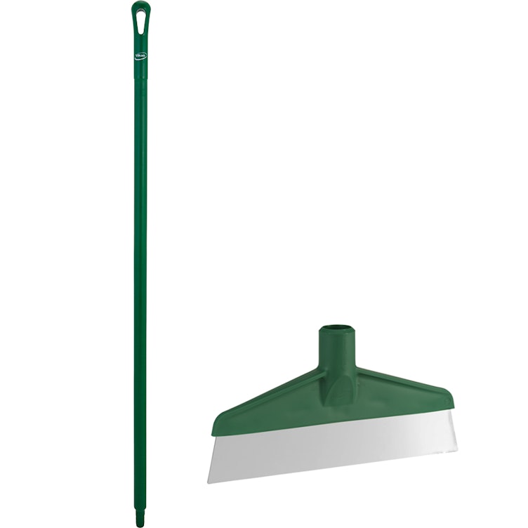 Green Polypropylene Vikan® Table & Floor Scraper with Stainless Steel Blade & 51.2" Green Ultra Hygienic Handle