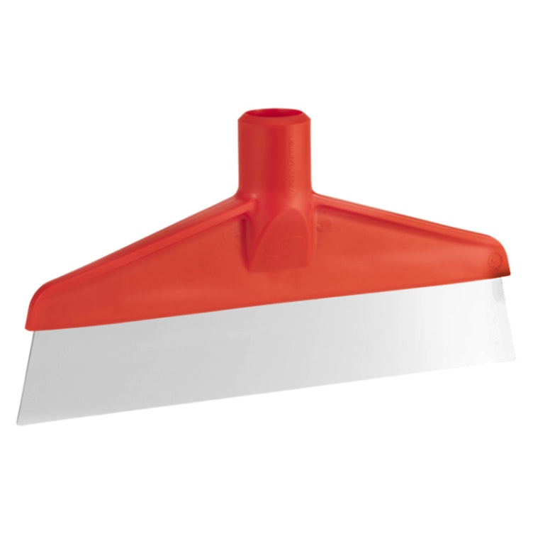 Red Polypropylene Vikan® Table & Floor Scraper with Stainless Steel Blade & 59.1" Red Ultra Hygienic Handle