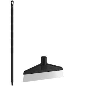 Black Polypropylene Vikan® Table & Floor Scraper with Stainless Steel Blade & 59.1" Black Ultra Hygienic Handle