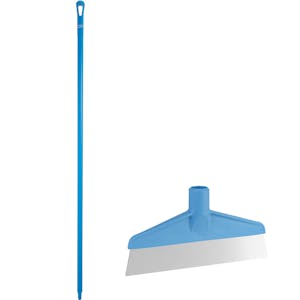 Blue Polypropylene Vikan® Table & Floor Scraper with Stainless Steel Blade & 66.9" Blue Ultra Hygienic Handle