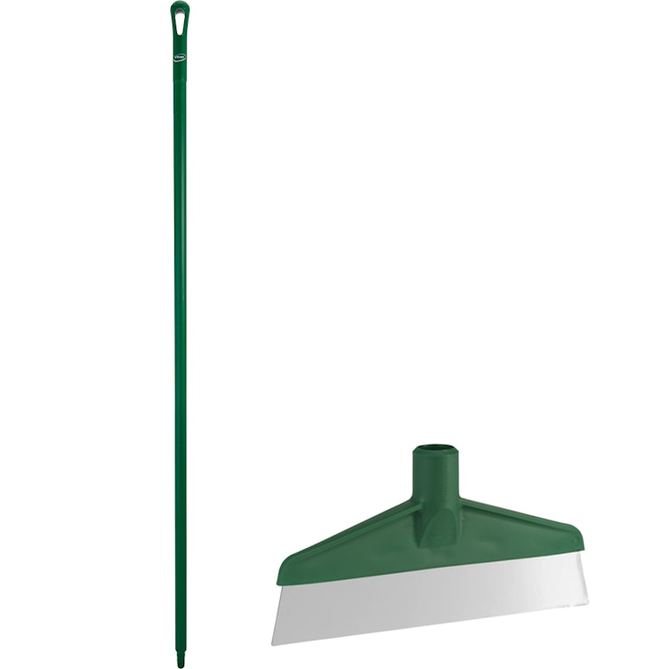 Green Polypropylene Vikan® Table & Floor Scraper with Stainless Steel Blade & 66.9" Green Ultra Hygienic Handle